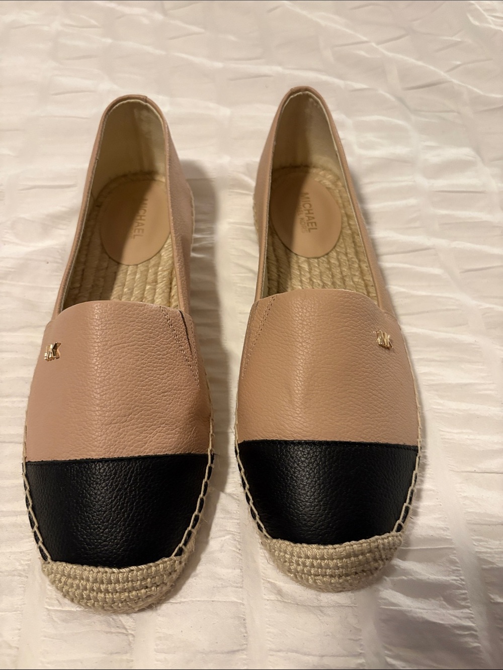 MICHAEL Michael Kors Blush and Black Leather Espadrille Flats